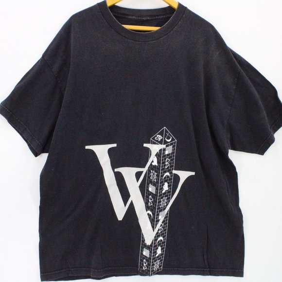 Vintage Black Scale Shirt Mens Black Faded Short Sleeve Big Logo Graphic Sz 2XL - Picture 1 of 7